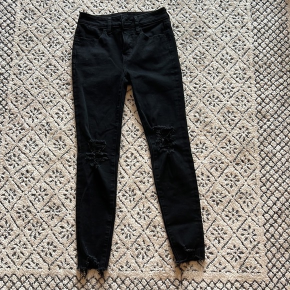 American Eagle Black Hi-Rise Jegging The Dream Jean Size 00 Short - Picture 3 of 9